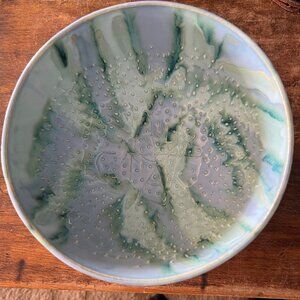 Handmade Large Blue Swirl Pottery Bowl